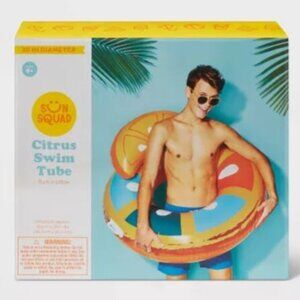 Sun Squad inflatable Citrus swim tube with built in pillow